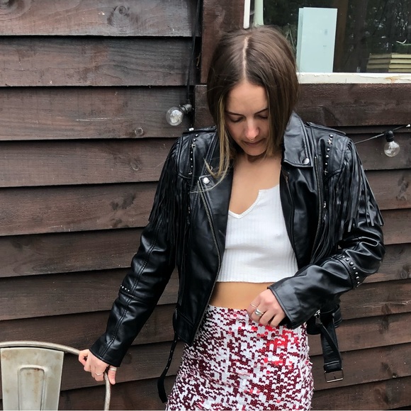 Spell & the Gypsy Collective Teadora Leather Fringe Jacket NWOT